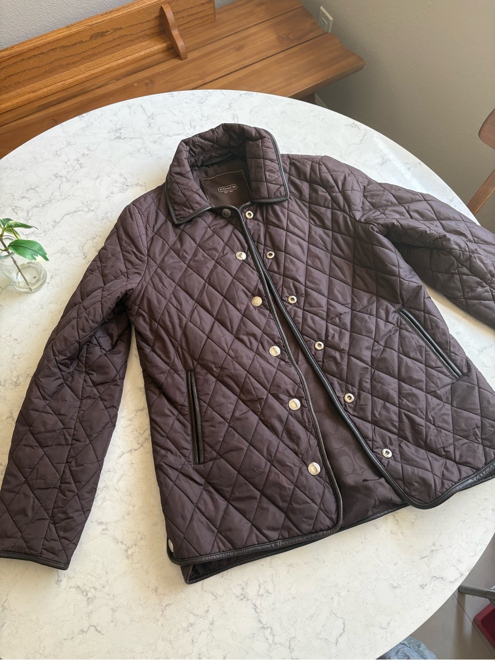 Coach Quilted Dark Brown Men's Shirt Jacket